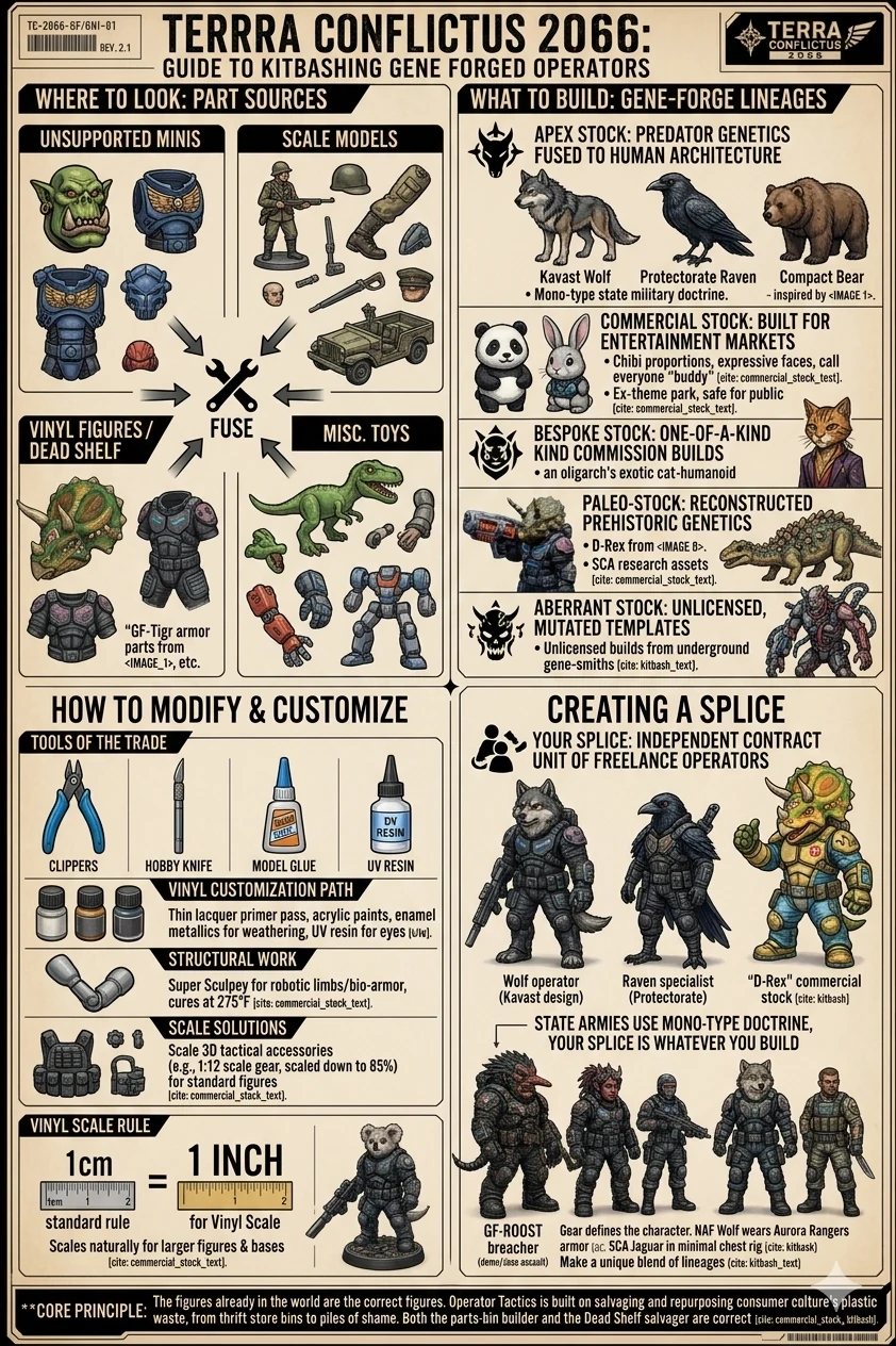 Full kitbash reference poster: part sources, lineages, modification, splice creation