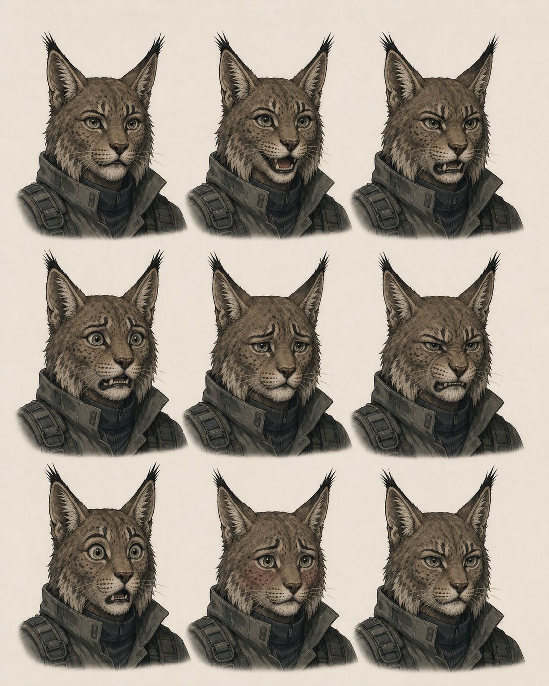 Cas expression sheet, approved: alert at rest; the three-second silence has a face.