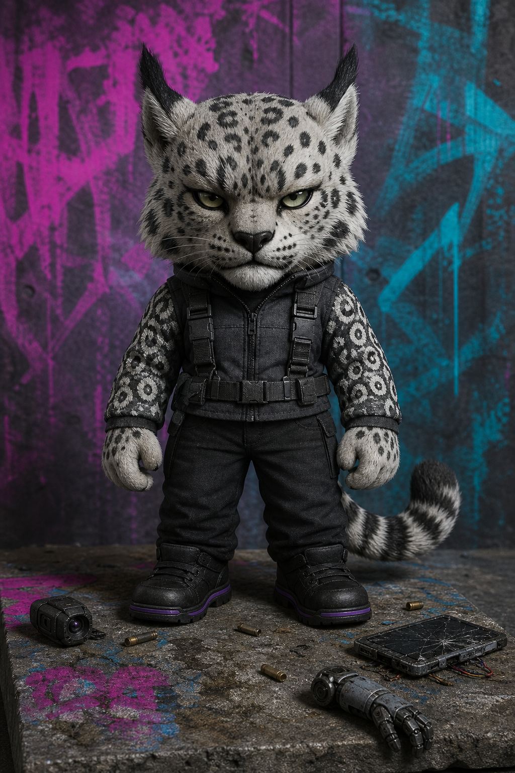 Wave 0 proportion calibration: the approved 2.5–3-head stocky build, short thick limbs, oversized hands and feet. Every sheet predating this is off-model on proportion. Use for build only.