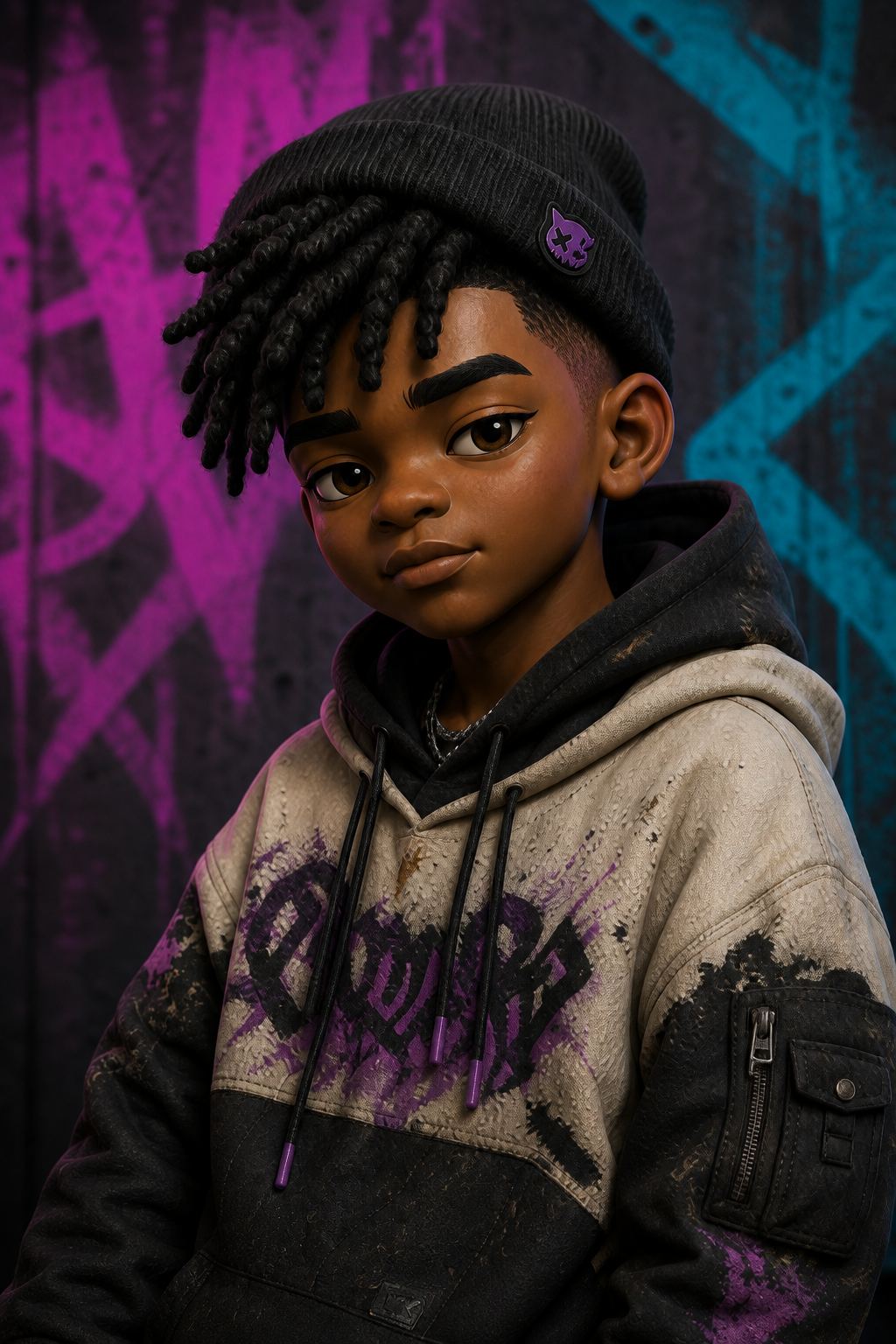 Ozzy, approved identity portrait (Wave 1): fully human, no gene-forged traits at all, and in this crew that is the loudest statement on the page.