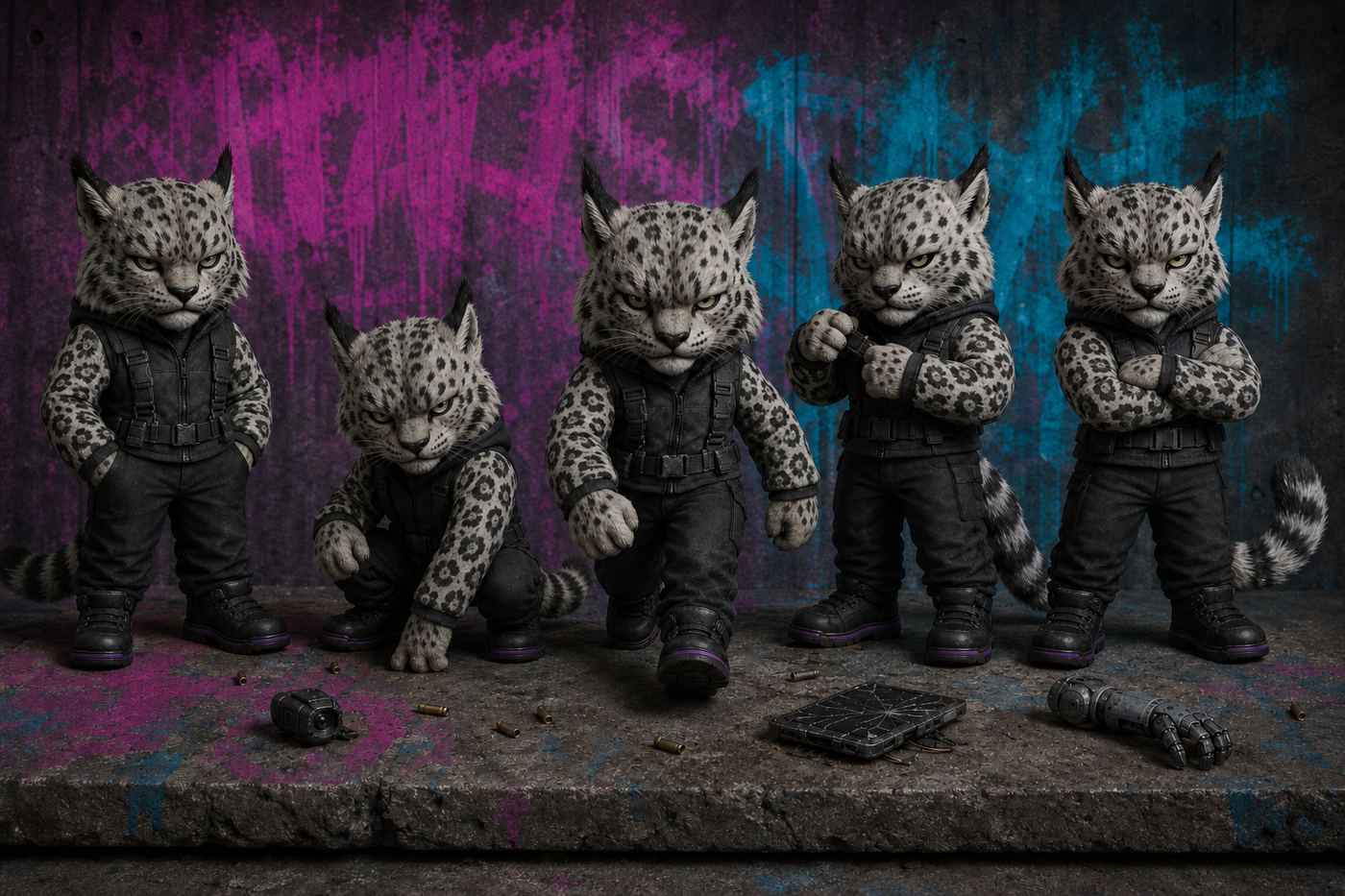 Marit multipose sheet: aggressively generic wardrobe, unhurried at all times. She has no coding colour, and the absence is hers; the accent is whatever paint she had, visibly different between rosettes.