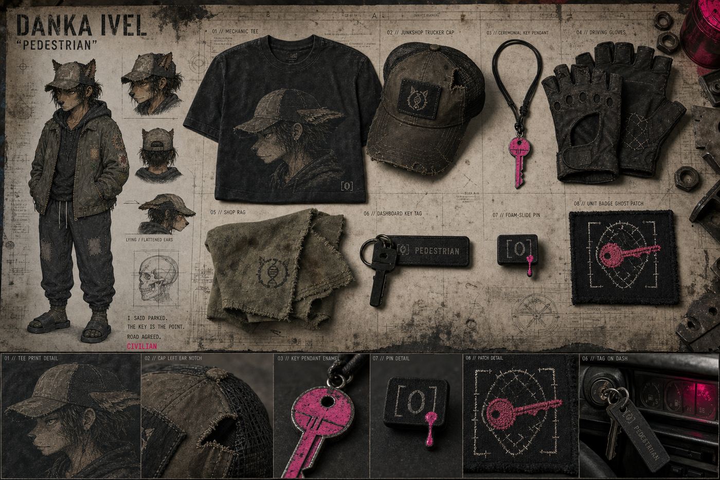 Merch board, Danka, built on the approved designs. Copy proposed, not locked.