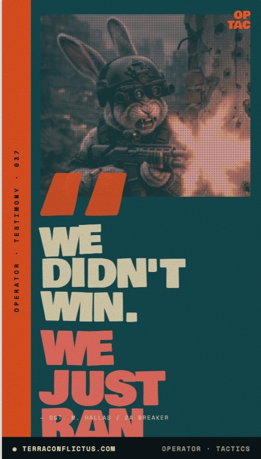 Operator squad on the move — "we just ran" recovered field photograph