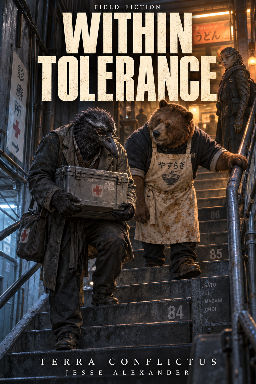 WITHIN TOLERANCE: A stateless corvid medic steals a metrology reference to save twelve gene-forged from a recall, and finds the instrument was never wrong: the acceptable band has been narrowed four times in eleven years by four different committees, every revision reasonable, every one correct on its own paper, and nobody at the bottom of it. The only person who can file the finding is the auditor who signed the flag, and she is his daughter.